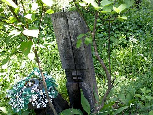 Old handmade wood grave-marker