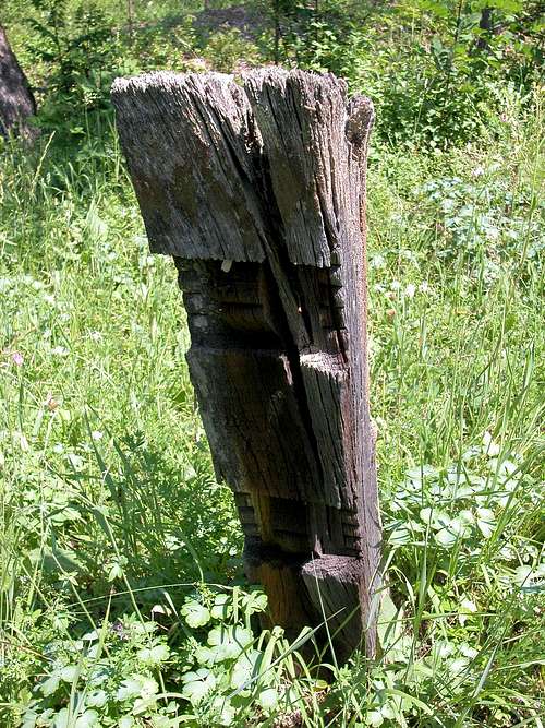 Old handmade wood grave-marker