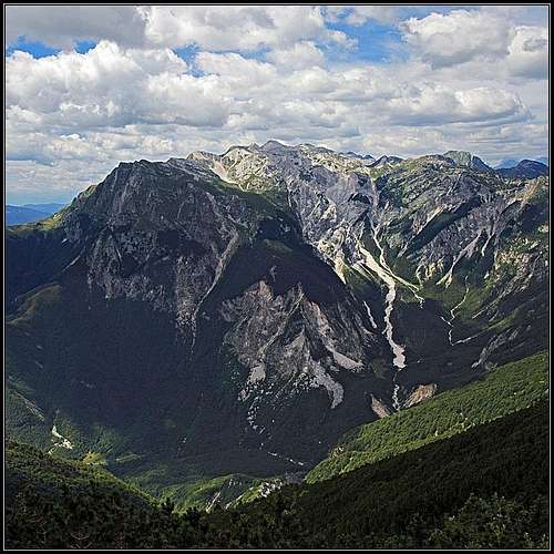 Krn mountains above Tolminka valley
