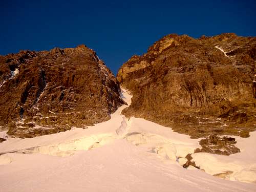 View of couloir from King George Glacier
