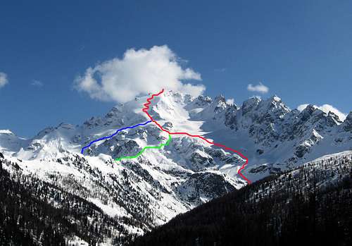 The ski routes seen from Arnoga.