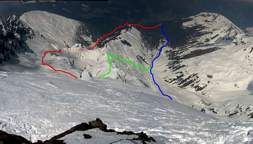 The routes seen from the summit.