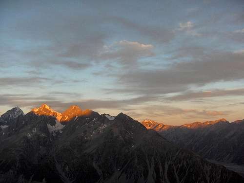 Alpenglow on the Southern Alps