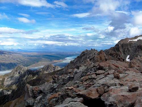 View down the lower Tasman Valley to Lake Pukaki