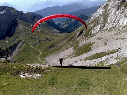 Paraglider, taking off from the 