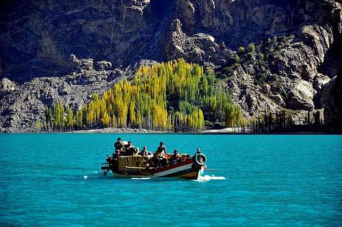 Boating in Ataabad Lake Hunza Pakistan