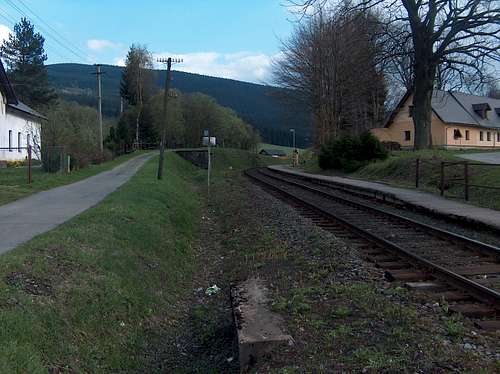 Ramzová train station with Šerák in the distance