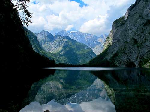 The Watzmann (2713m) reflecting itself in the water of Lake Obersee