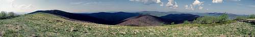 Panorama of Bieszczady in three countries