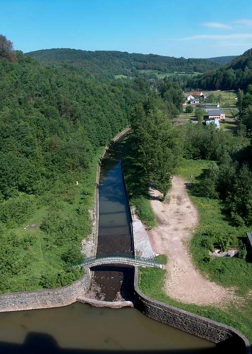 River Bystrzyca seen from the top of the dam