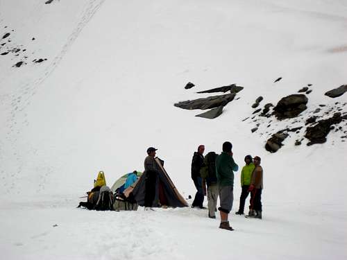 At Camp 1, you can see the way up for the summit attempt