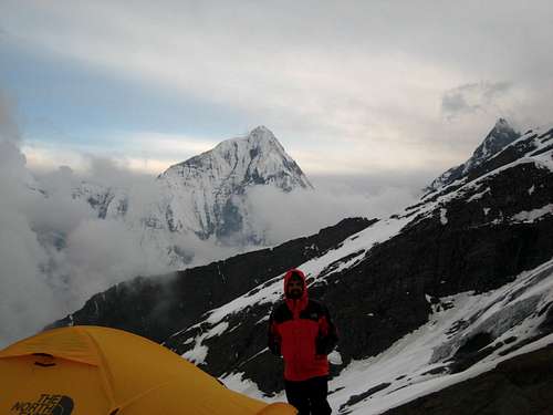 Me at Camp 1, with Hanuman Tibba in the background