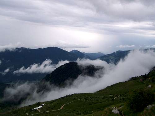 Low clouds on the slopes of Krn