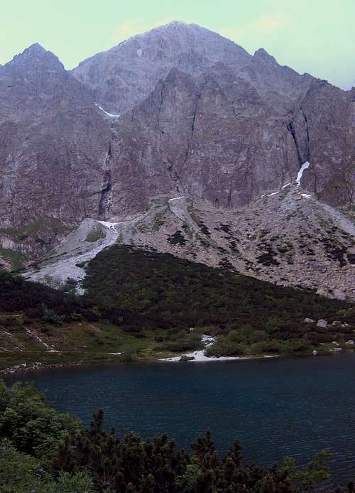 Zelene Pleso in stormy evening