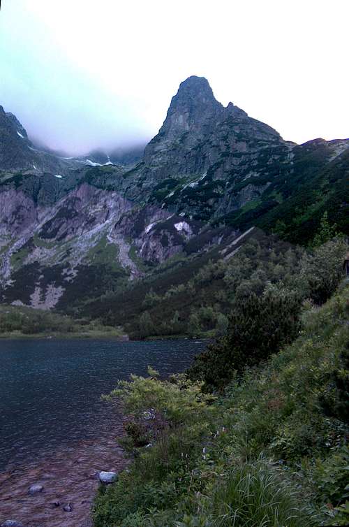 Zelene Pleso in stormy evening