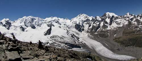 Panorama Gruppo Bernina da Munt Pers