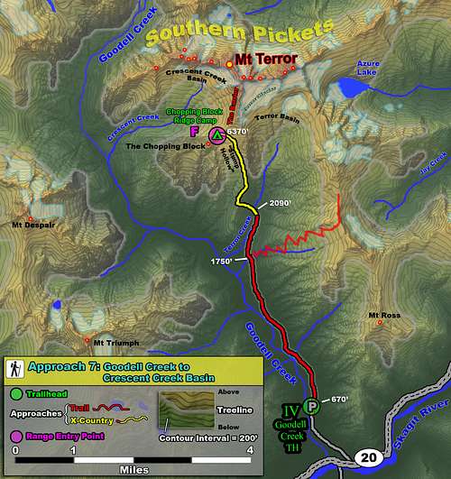 Pickets Approach 7 - Goodell Creek TH to Chopping Block Ridge