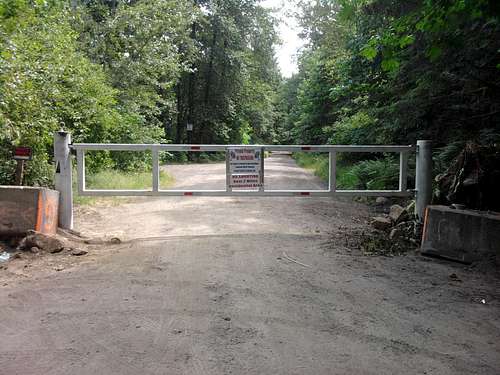 Gate blocking the road to Mt. Mitchell