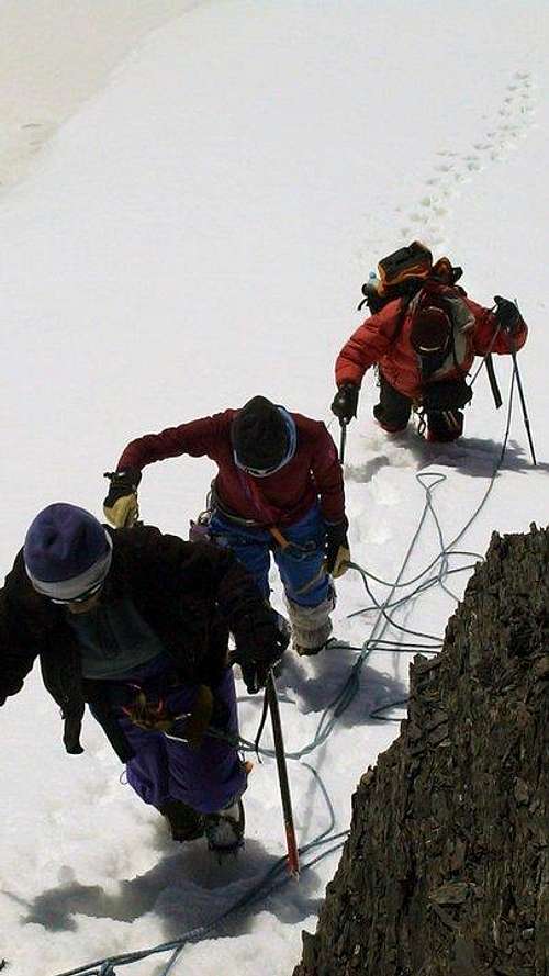 Climbers below summit