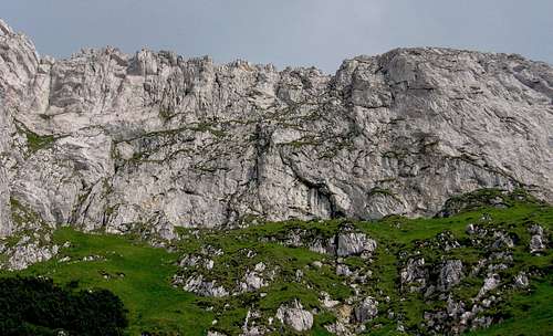 The Wall of Piatra Craiului ridge from Poiana Inchisa