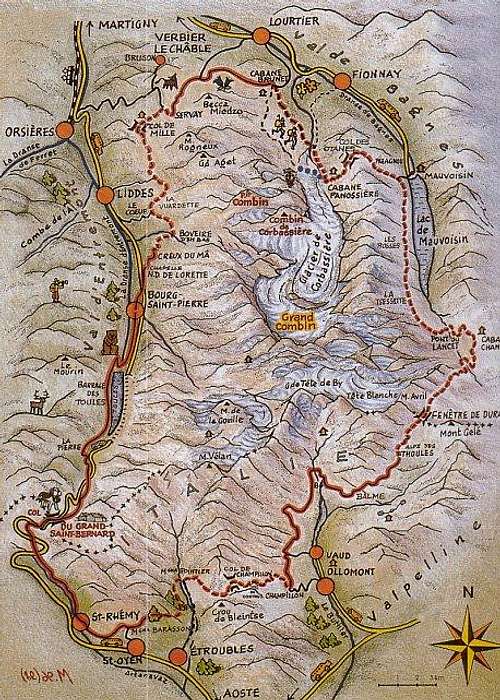 Tour des Combins, map