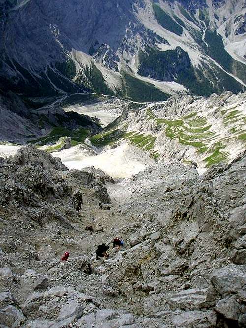 The steep descent from...