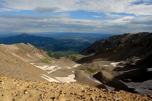 Looking down into Silver Pick Basin