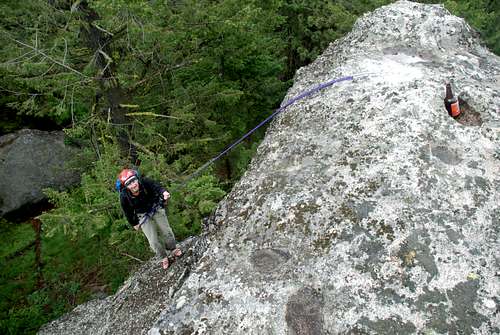 Rappelling from the troll's head