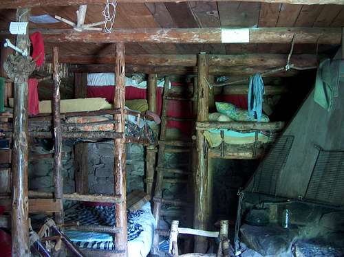 Inside the wooden hut 
