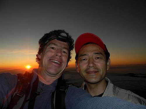 Ryoji and Myself at Sunrise on Fujisan Crater Rim