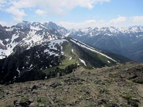 View looking down towards Marmot Pass