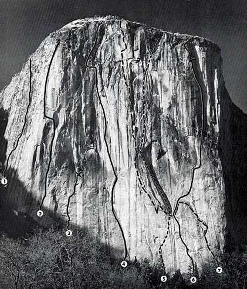 El Cap routes as of July 1970
