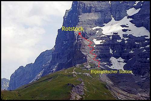 Easy ascent/descent route Eiger Rotstock