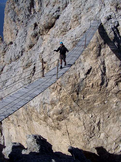 The famous suspension bridge of Cristallo