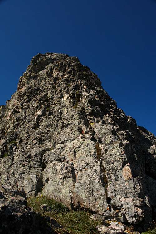 Looking up the steeper section on the upper ridge