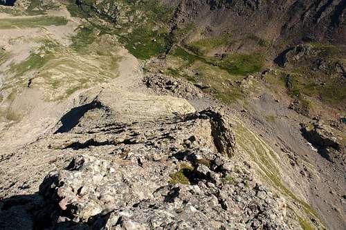 Looking back at the middle and lower sections of the ridge