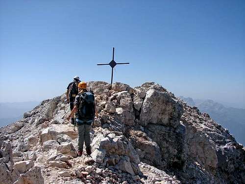 Reaching the summit of Civetta