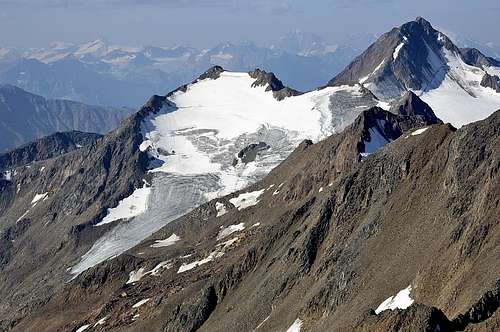 Hauslabkogel, Saykogel and Finailspitze from Kreuzspitze