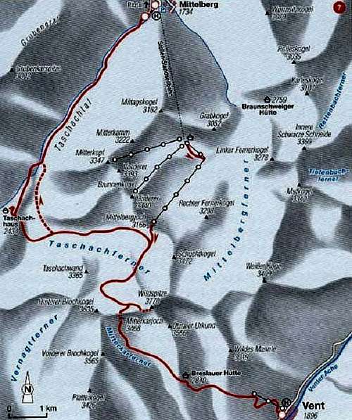 Wildspitze, map