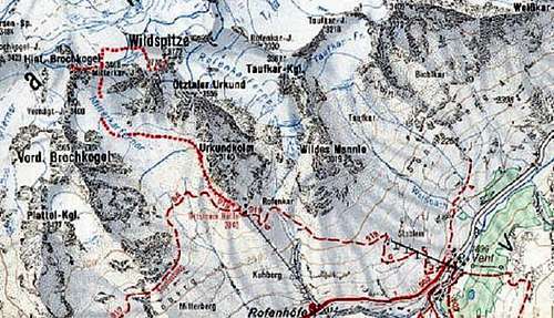 Wildspitze, map of the normal...