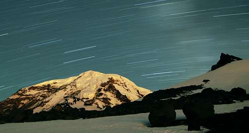 Mt Rainier at night from Observation Camp.