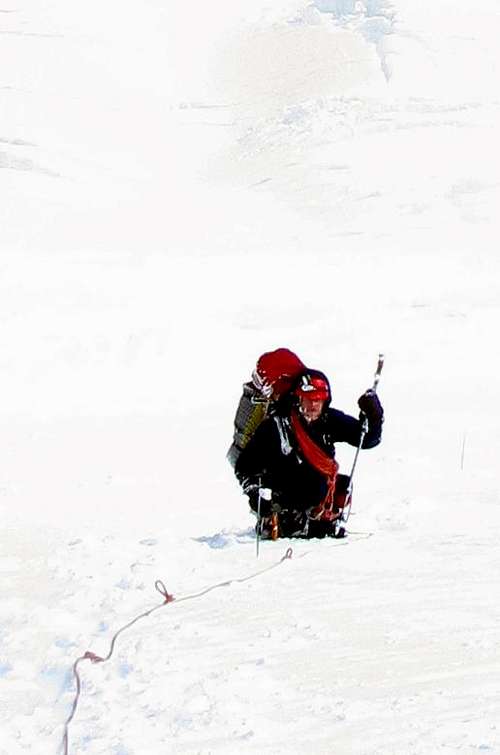 Descending the Emmons Glacier in Whiteout Conditions