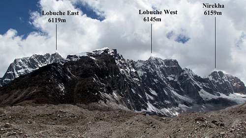 Lobuche E (6119m) - Lobuche W (6145m) - Nirekha (6159m)