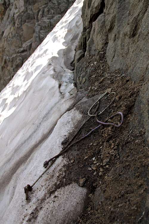 Some old rope at the bottom of the climb