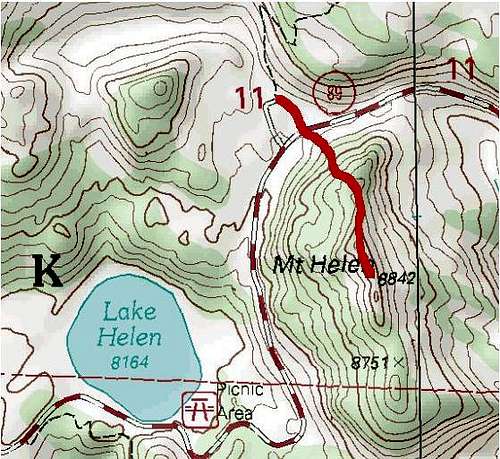 Map of the Route up Mount Helen