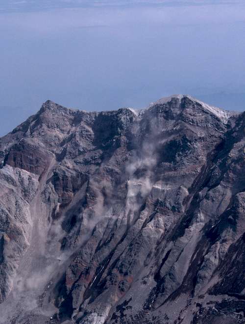 Rock slides on Mt. St. Helens