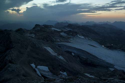 Evening lights above the remains of the gletscher between the Hoher Kopf and Hochkönig