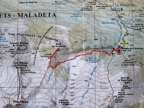 Sketch over the Alpina map for Pico de Paderna