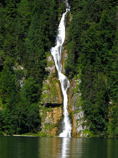 Waterfall above the upper part of the Königssee lake