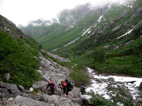 Hiking up the Chilkoot